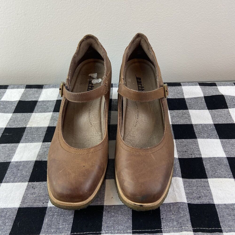 Earth Boden Mary Jane Shoes Women's Brown Leather Comfort Wedge Size 8.5
